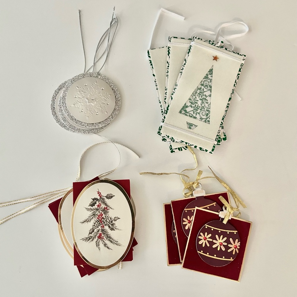 Christmas Gift Tags 12 Vintage pieces Green Christmas Tree Evergreen Ornaments